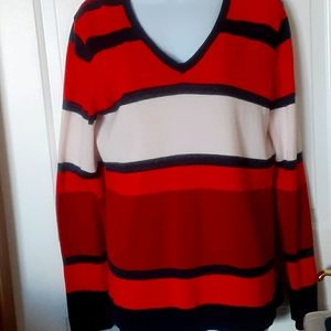 Tommy Hilfiger red, white and blue v-neck sweater